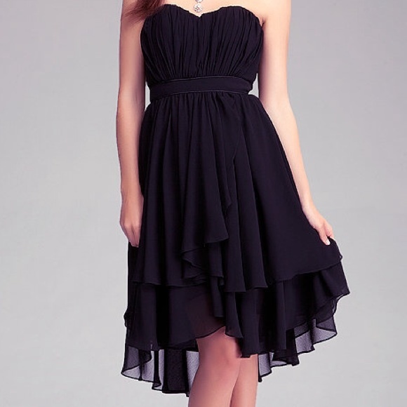 Bebe Hi-Lo Pleated Strapless Layer Dress