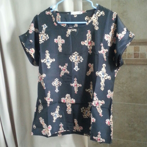 Tops - Black with cross blouses