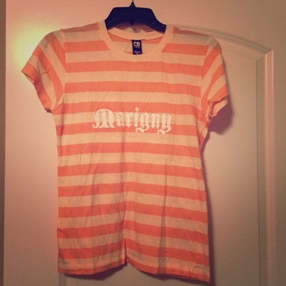 American Apparel Tops - DONATED - Coral Peach Striped Tee, Marigny NWOT