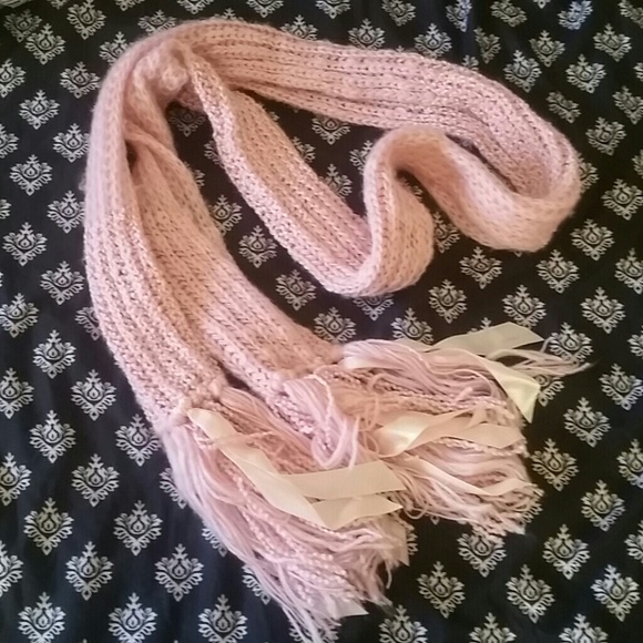 Super cute pink scarf with ribbons