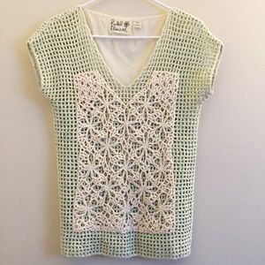 Anthropologie crochet w/ mesh back top