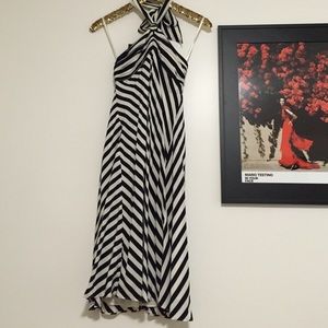 Banana Republic Navy & Cream Striped Halter Dress