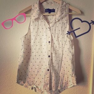 Vans heart print button down sleeveless top