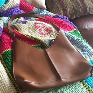 Small brown faux leather purse