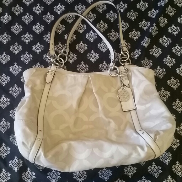 White and purple coach purse - Picture 1 of 4