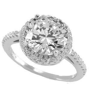 10.0 mm round Center AAA White CZ Solitaire Ring