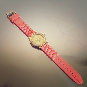 BOGO!!! Peach and Gold Silicone Band Watch!