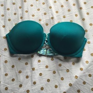 Dark Green/Aqua Victoria's Secret Bandeau Swim Top