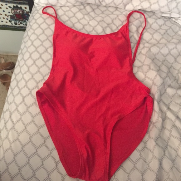 Red High Cut Tricot One Piece.
