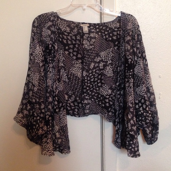 Black & White floral kimono - Picture 1 of 4