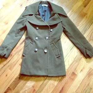 NWOT. Beautiful olive green pea coat - never worn!