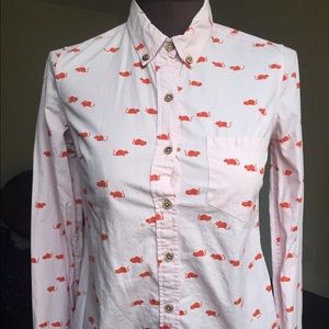 LIGHT PINK BUTTON UP W MICE DESIGN