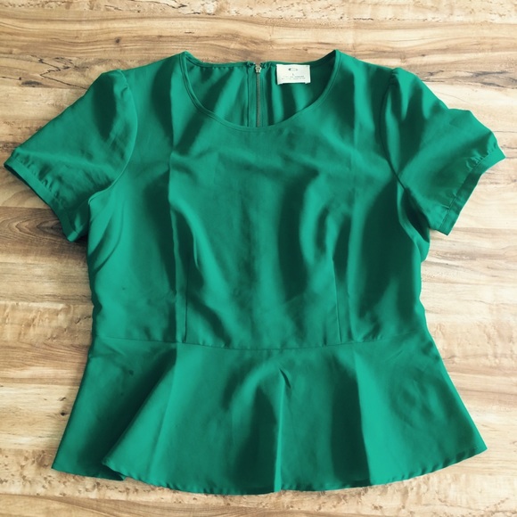 Shamrock green silk peplum top
