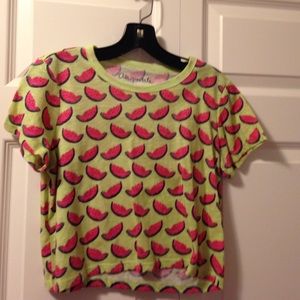Green watermelon patterned crop top