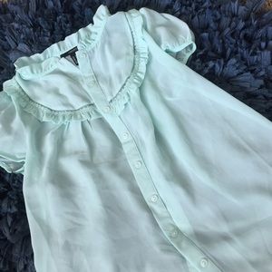 Teal button up blouse