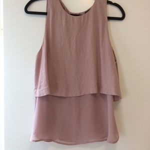 Light pink chiffon layered tank top