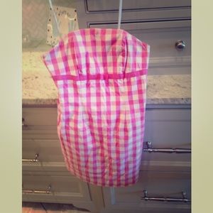 Lily Pulitzer Strapless Pink Dress gingham check