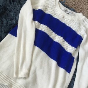 Long white and blue sweater