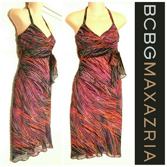 BCBGMaxAzria Dresses & Skirts - BCBG MaxAzria Colorful Silk Dress -size 4