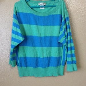 Blue and green striped sweater