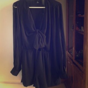 Black Open Long Sleeved Romper