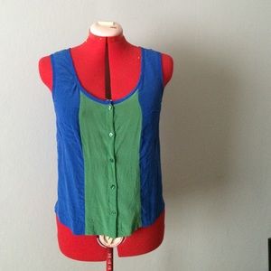 Silk button up tank top
