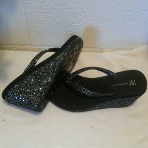 INC wedges black with glitter size 5 1/2  BNWOT