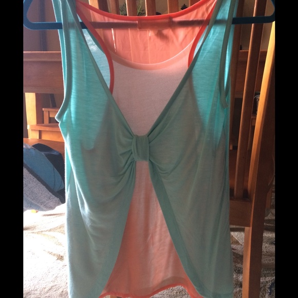 Light Blue and Pink Bow-back Tank - Picture 2 of 3