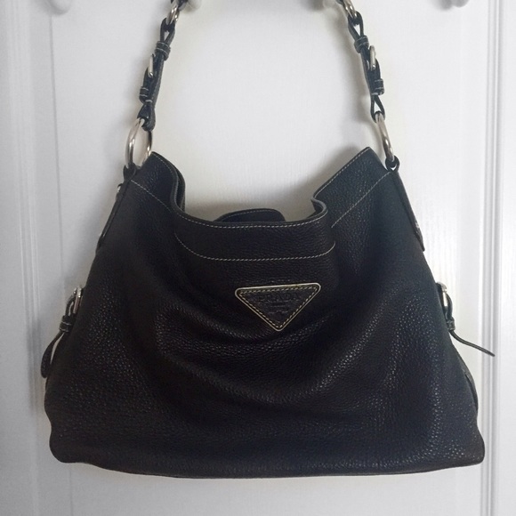 Authentic black leather Prada bag