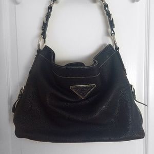 Authentic black leather Prada bag