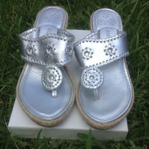 Jack Rogers silver Mara mid espadrille wedges