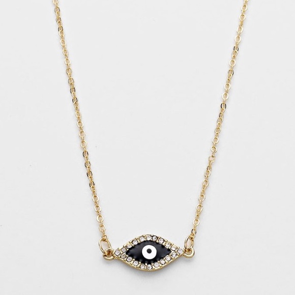 Jewelry - Black and Crystal Evil Eye Pendant Necklace