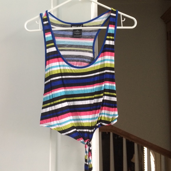 Multi-Colored Striped Crop Top