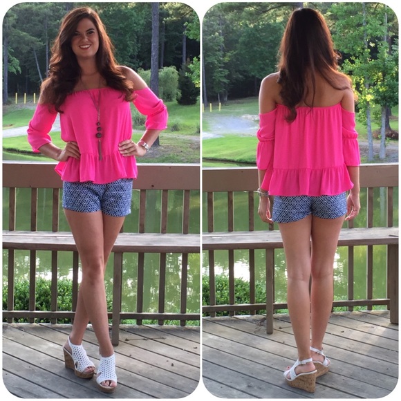 Magenta Off the Shoulder Top