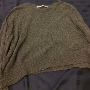 Zara cropped gray knit sweater