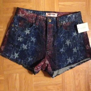 High-Rise Denim Shorts.