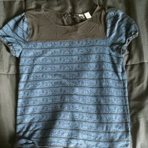 blue and black lace blouse