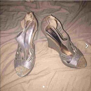 Gold glitter wedges