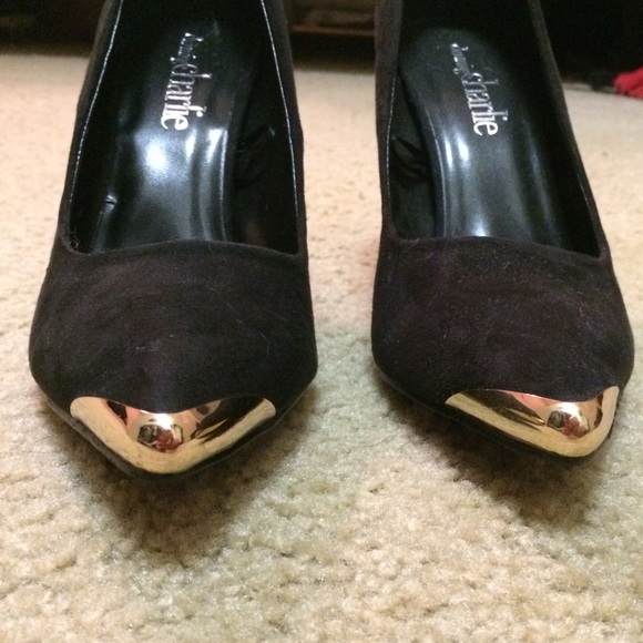Gold toe black heels