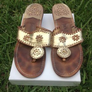 Jack Rogers gold Hamptons mid wedge