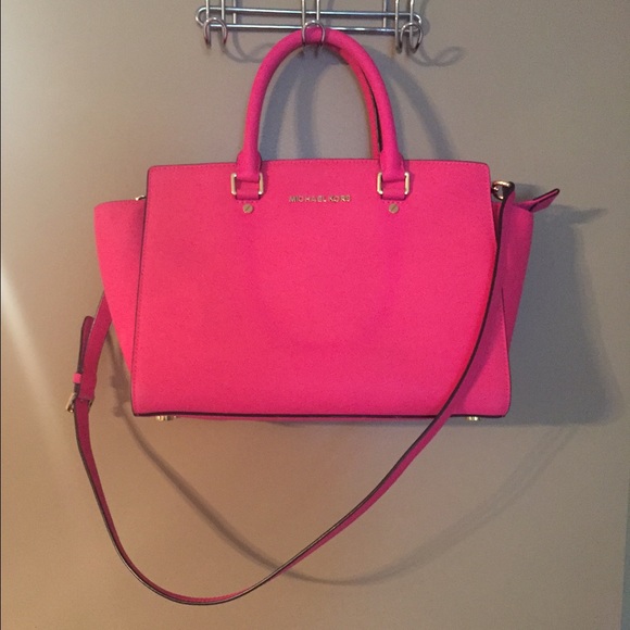 Michael Kors Handbags - Large Michael Kors Hot Pink Selma Tote