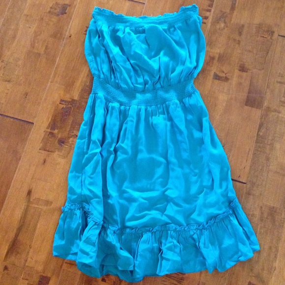 Blue Strapless Beach Coverup Dress✨