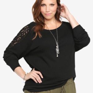 Torrid lace illusion dolman sweatshirt