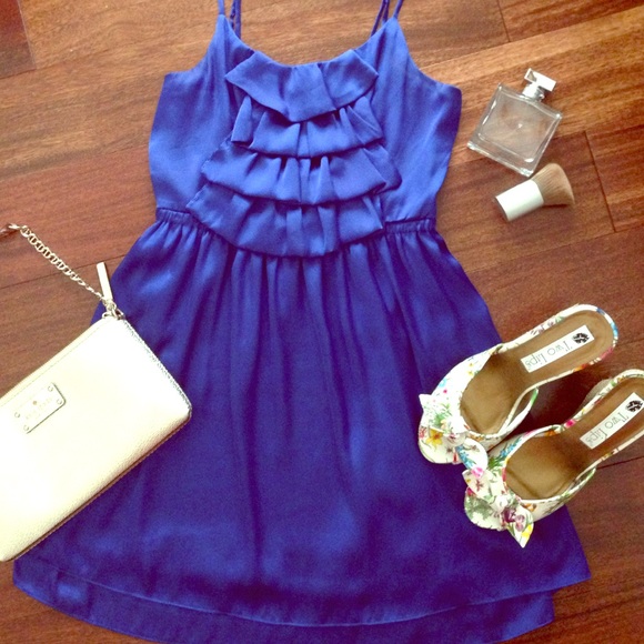 Free Generation Royal Blue Ruffles Dress Size S