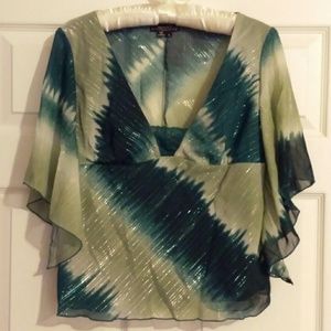 Teal Multi-Colored Boho Top