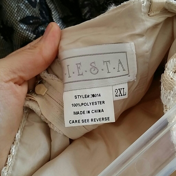 SOLD Champagne lace satin ruffle minidress - Picture 3 of 4