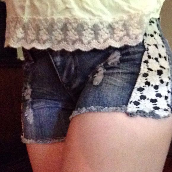Lace trimmed shorts