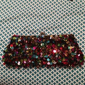 Multi color sequin clutch.