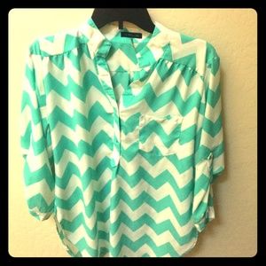 Mint green chevron blouse