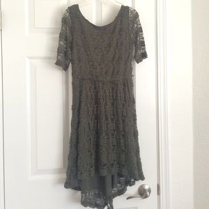 Olive lace hi-low dress